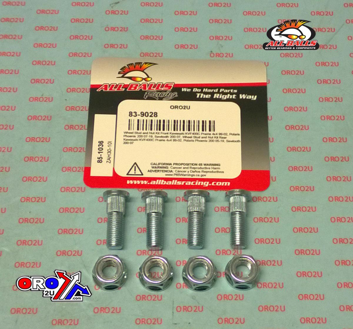 Wheel Stud and Nut Kit, ALLBALLS 85-1036