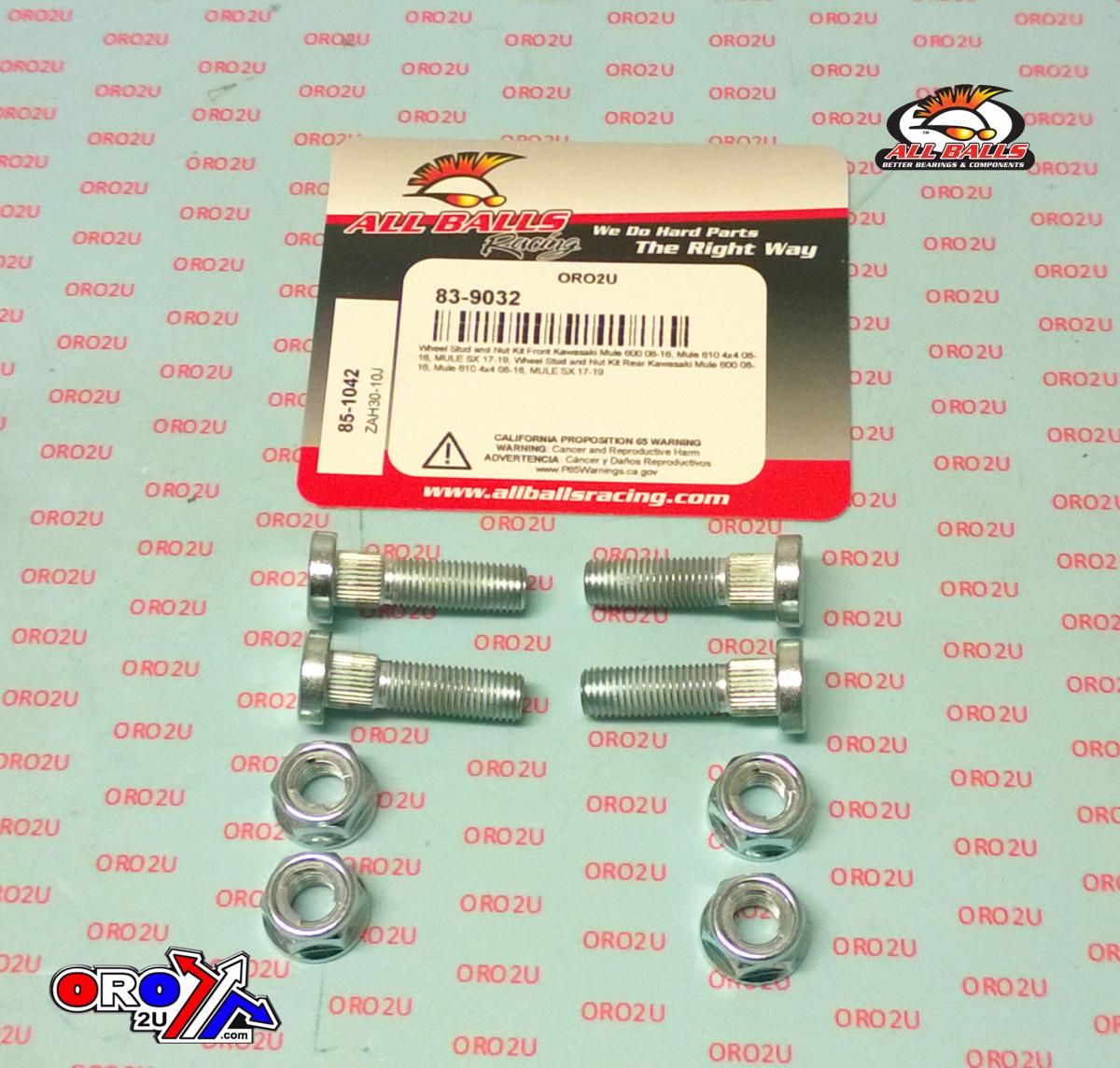 Wheel Stud and Nut Kit, ALLBALLS 85-1042
