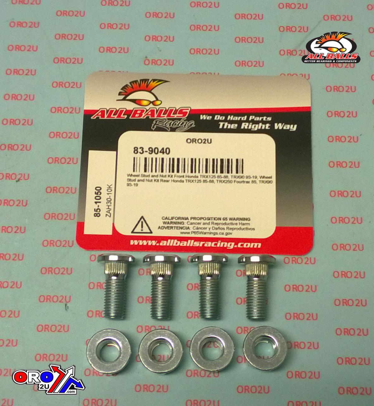Wheel Stud and Nut Kit, ALLBALLS 85-1050