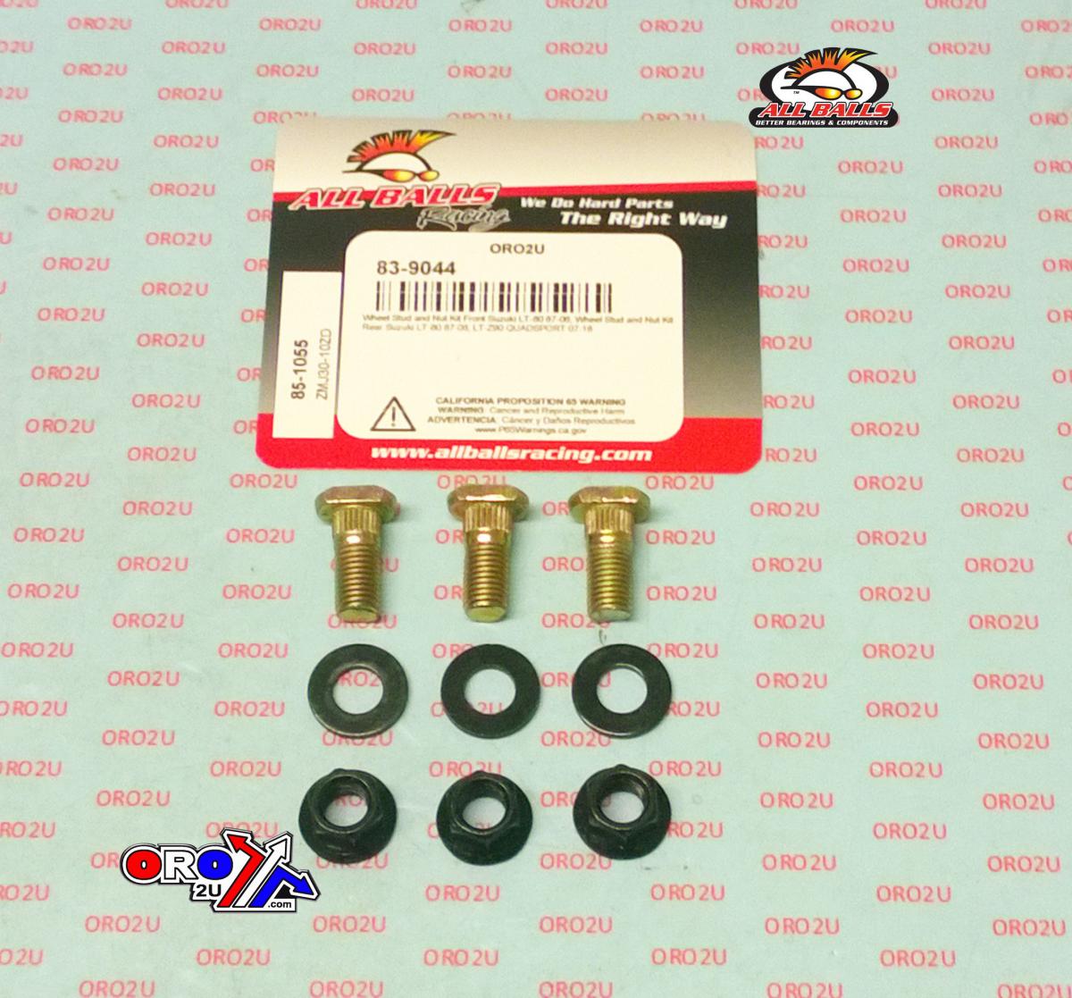Wheel Stud and Nut Kit SuzukiLT-80 87-06, LT-Z90 QUADSPORT 07-17, ALLBALLS 85-1055