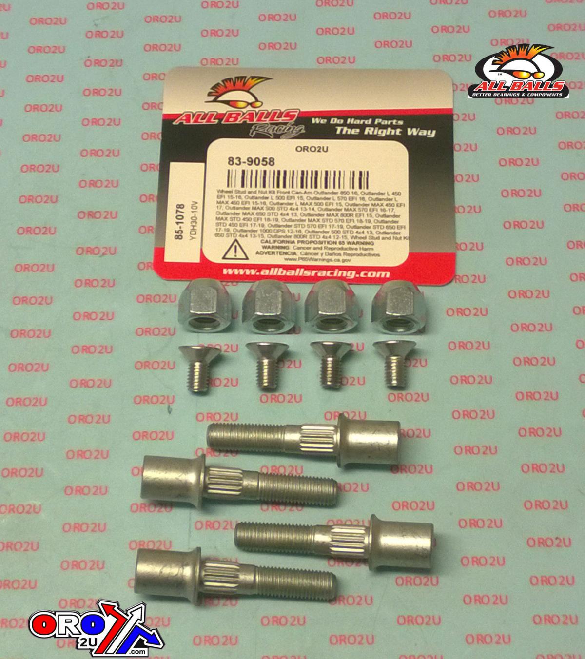 Wheel Stud and Nut Kit, ALLBALLS 85-1078