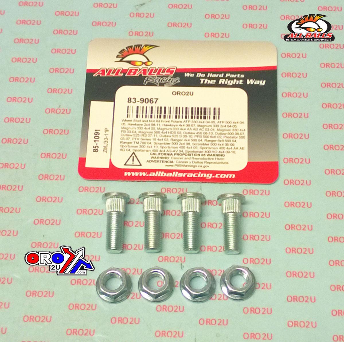 Wheel Stud and Nut Kit, ALLBALLS 85-1091
