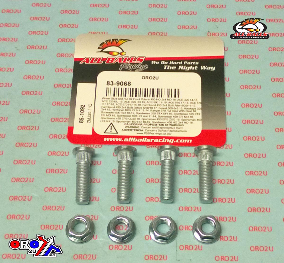 Wheel Stud and Nut Kit, ALLBALLS 85-1092