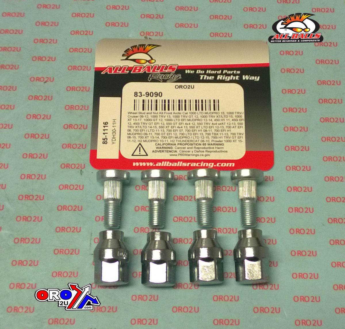 Wheel Stud and Nut Kit, ALLBALLS 85-1116