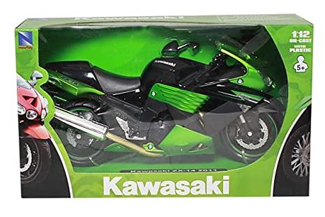 MODEL DIE CAST KAWASAKI ZX-14, 2011, GREEN AND BLACK, SCALE 1:12, 57433B, ROAD