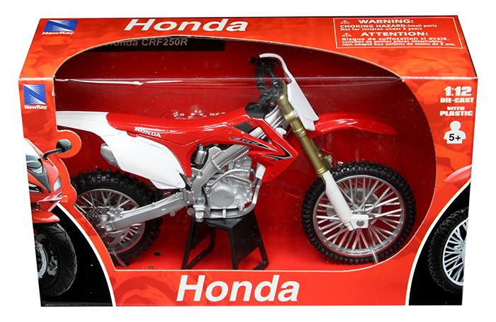 MODEL DIE CAST HONDA CRF 250 R, RED AND WHITE, SCALE 1:12, NEWRAY 57463