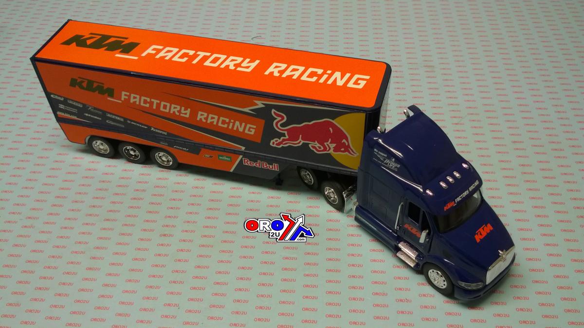 MODEL DIE CAST RED BULL KTM RACE, TRUCK, BLUE AND ORANGE, SCALE 1:32, NEWRAY 14393