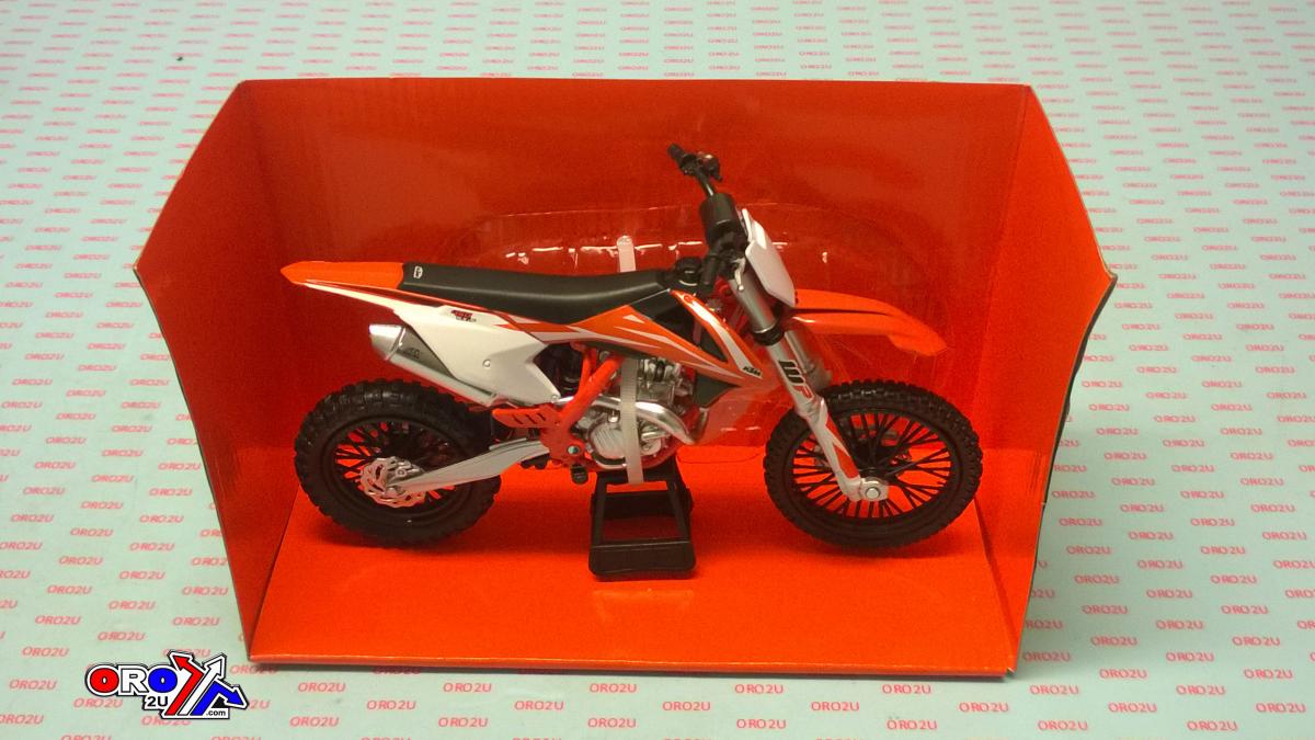 MODEL DIE CAST KTM 450 SX-F, ORANGE AND WHITE, 1:10 SCALE, NEW RAY 57943