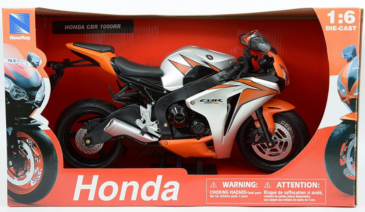 MODEL DIE CAST HONDA CBR1000RR, 2010 RED AND BLACK, SCALE 1:6, NEWRAY 49293