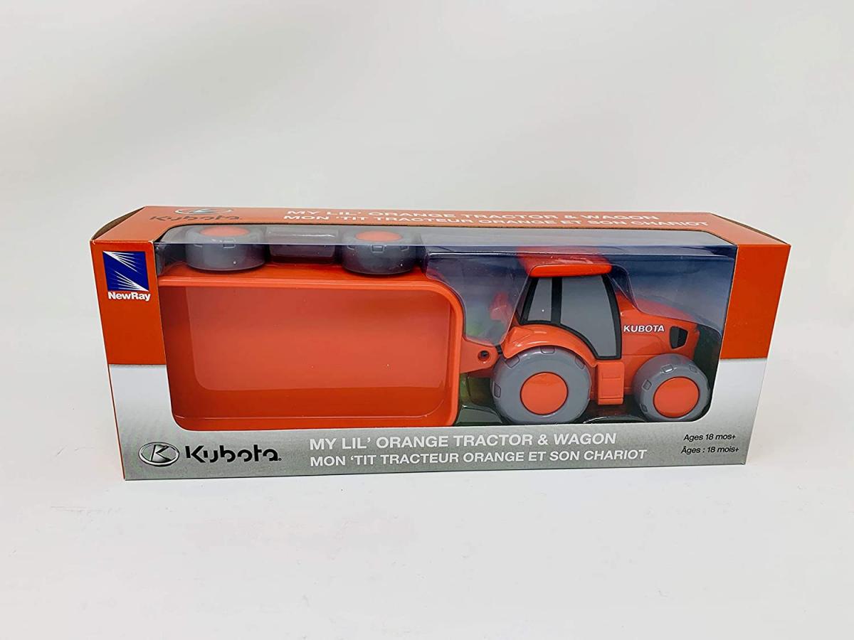 MODEL DIE CAST KUBOTA LITTLE TRACTOR, WITH WAGGON, SCALE 1:18, NEWRAY SS-33023