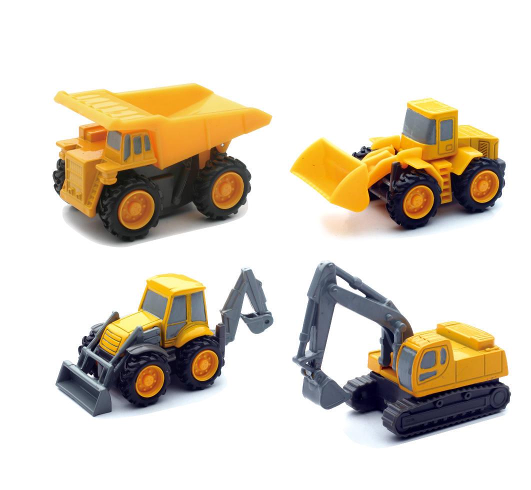 MODEL DIE CAST MINI CONSTRUCTION VEHICLES, PULL-BACK, 4 STYLES, 12 PIECES, SCALE 1:32, NEWRAY 01627A 01624A 01624B 01624C 01624D