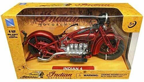 MODEL DIE CAST 1930 INDIAN, RED & BLACK, SCALE 1:12, NEWRAY 58223