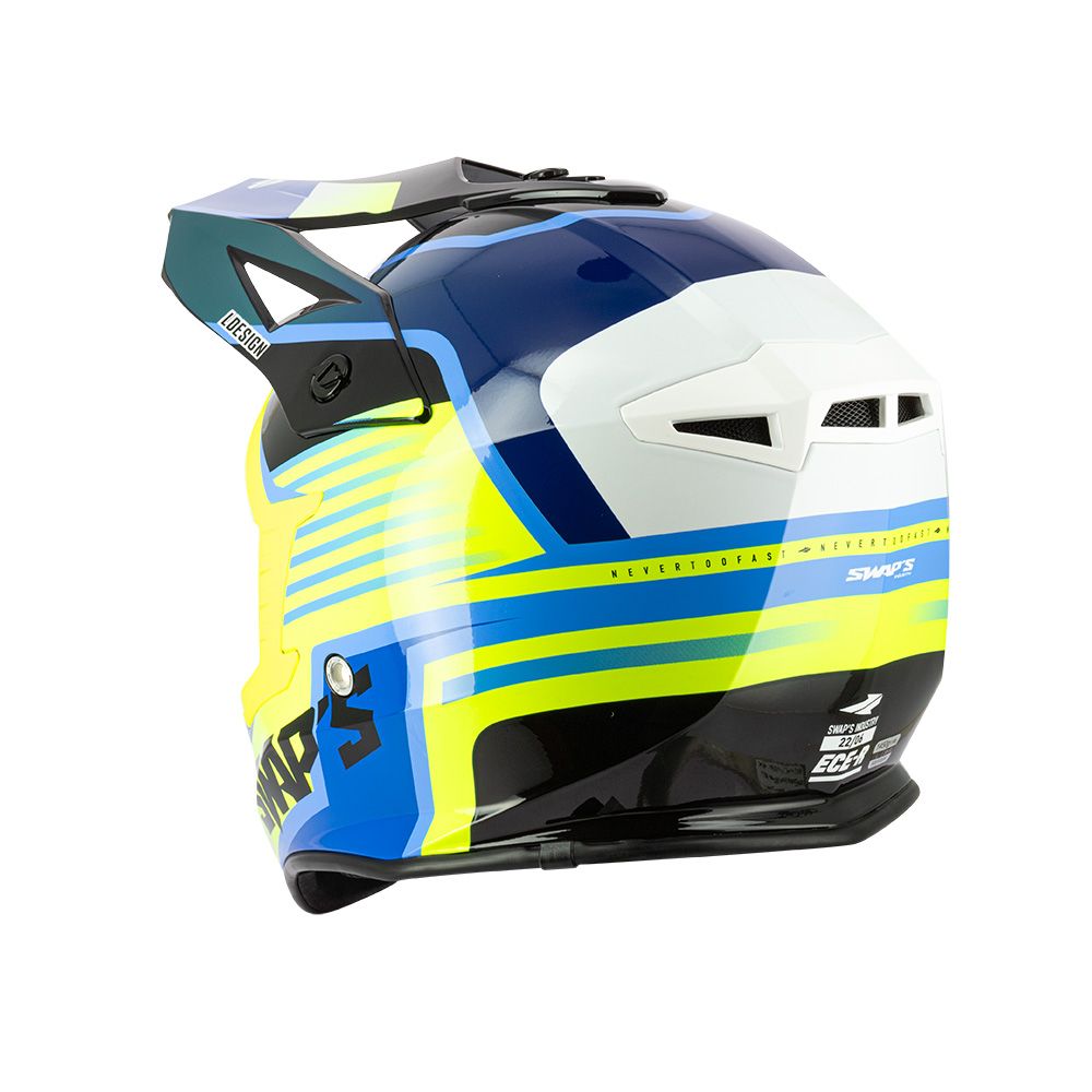 MOTOCROSS HELMET SWAPS S818 - SHINY FLUO YELLOW - SIZE M 57cm - 58cm