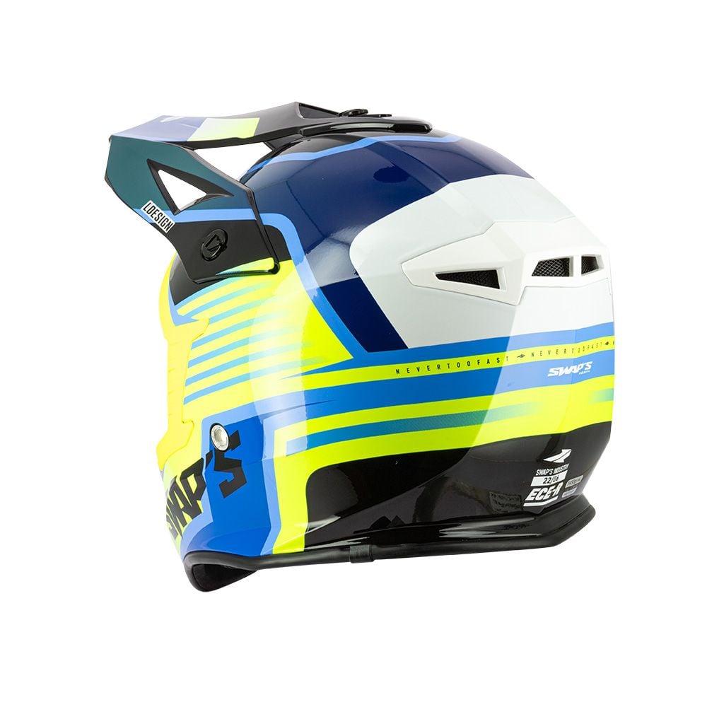 MOTOCROSS HELMET SWAPS S818 - SHINY FLUO YELLOW - SIZE S 55cm - 56cm