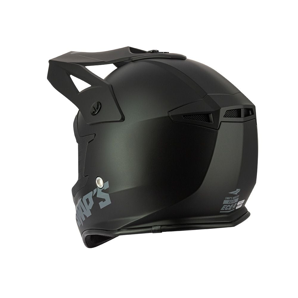 MOTOCROSS HELMET SWAPS S818 - MATT BLACK - SIZE XL 61cm - 62cm