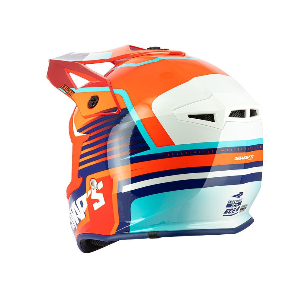 MOTOCROSS HELMET SWAPS S818 - SHINY RED BLUE WHITE - SIZE S 55cm - 56cm