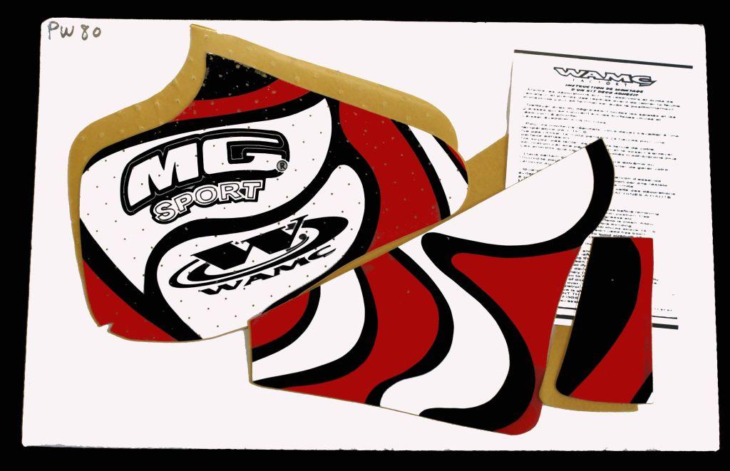 PW80 YAMAHA RED/BLACK/WHITE, DECAL KIT, RAD AND TANK