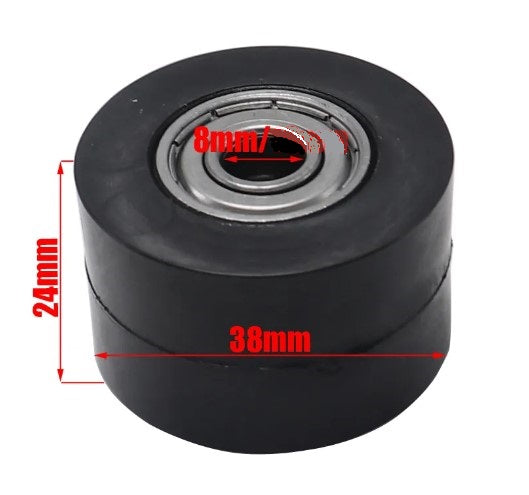 CHAIN ROLLER BLACK 8x38x24 38MM OD With Z Bearings IDxODxW