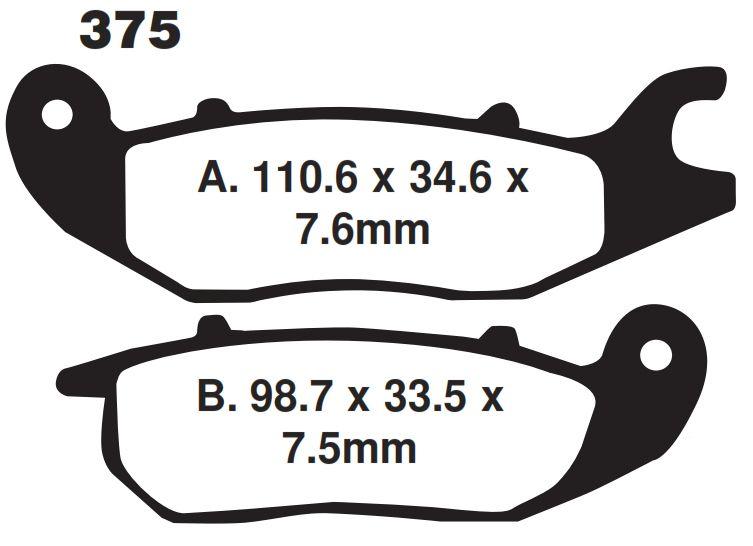 BRAKE PADS STD SEMI-METAL, KYOTO S1804 (EBC FA375)