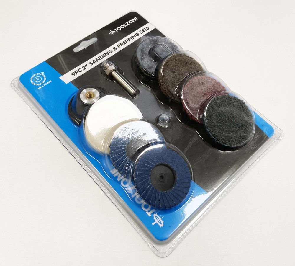 SANDING AND PREPPING SET 9 PIECES 2 36 120 GRIT 1/4 SHANK - TOOLZONE KDPAB159