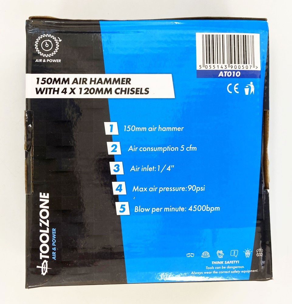 AIR HAMMER KIT WITH FOUR 120mm CHISELS - TOOLZONE KDPAT010