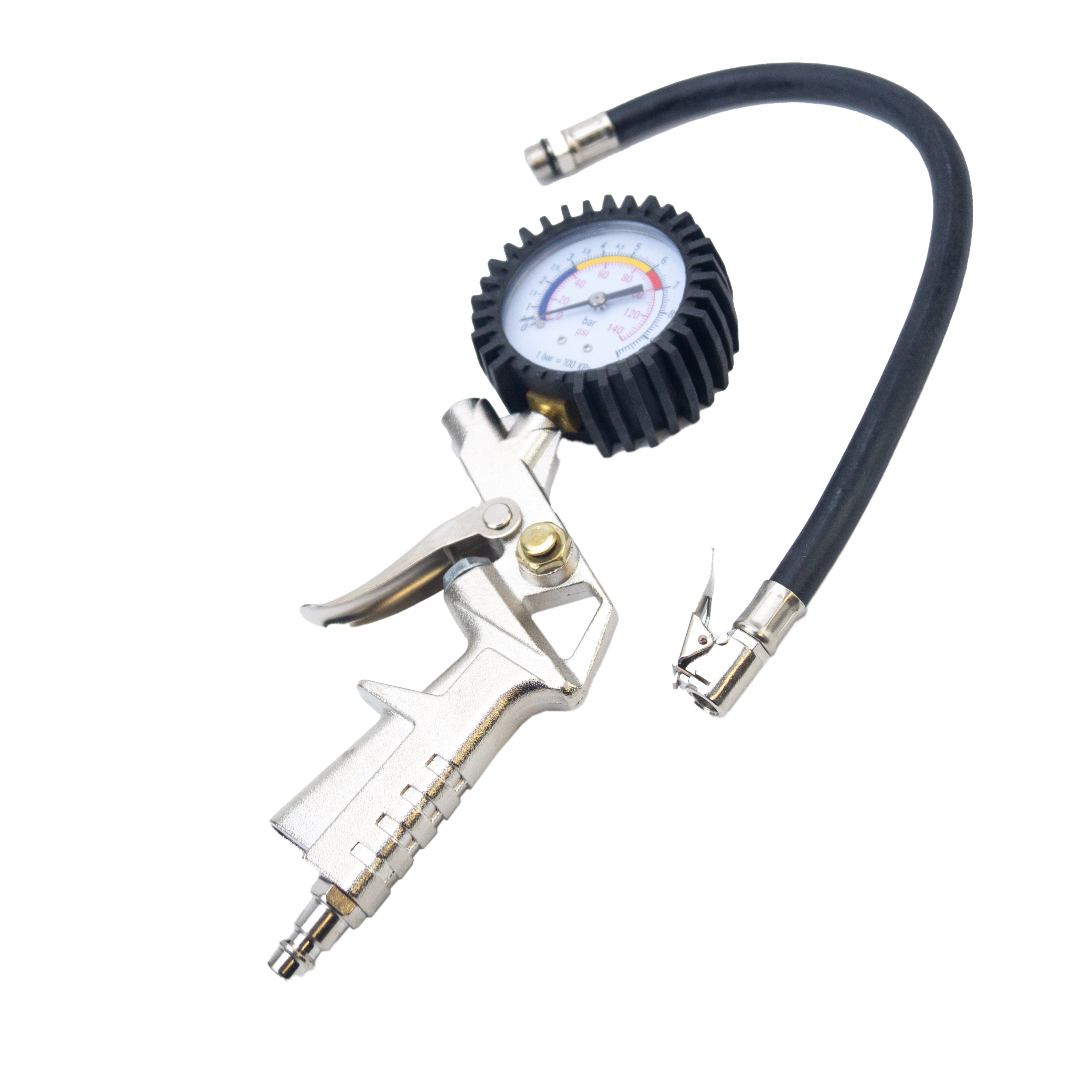 TYRE INFLATOR AND DIAL GAUGE 50mm DIAMETER RANGE 10-140psi - TOOLZONE KDPAT027