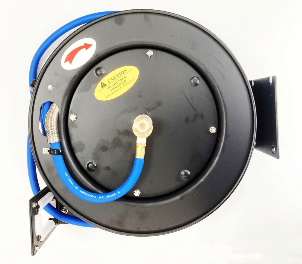 RETRACTABLE AIR HOSE ON REEL 3/8 x 50ft INLET/OUTLET 3/8 bsp WORKING PRESSURE 300 psi - TOOLZONE KDPAT077