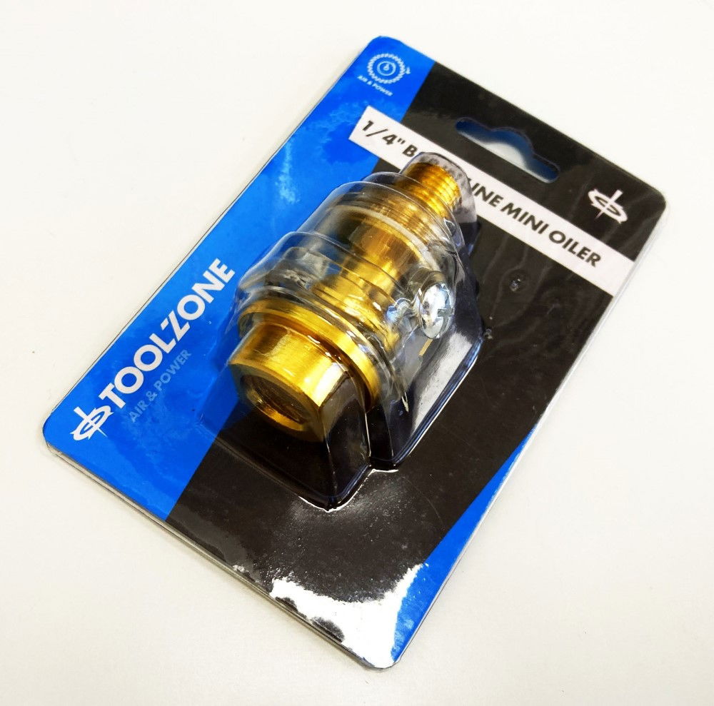 MINI IN LINE OILER 1/4 bsp FOR AIR TOOLS INCLUDES CONDENSATION VALVE - TOOLZONE KDPAT096