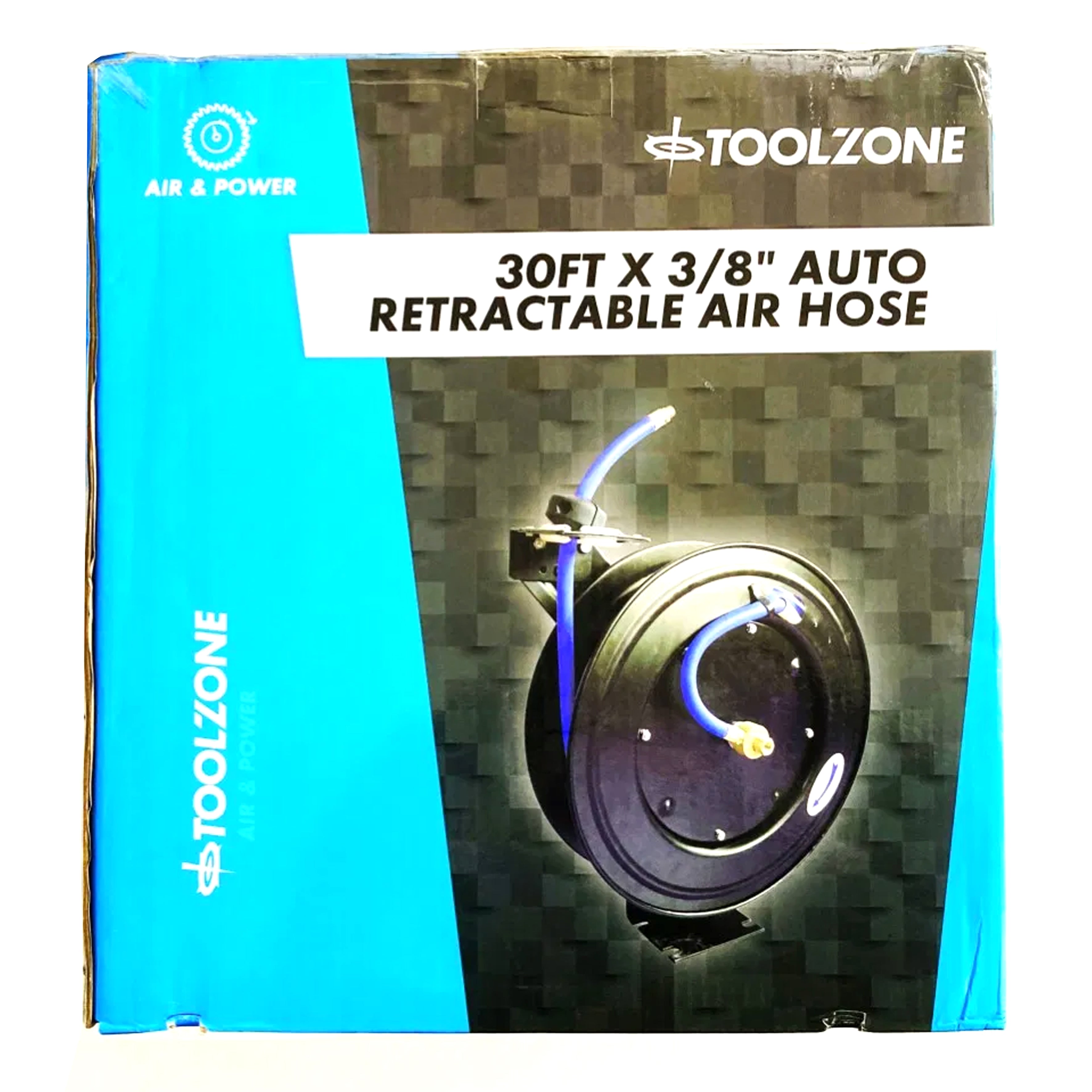 RETRACTABLE AIR HOSE 30ft 3/8 WORKING PRESSURE 300psi AUTO REWIND - TOOLZONE KDPAT102