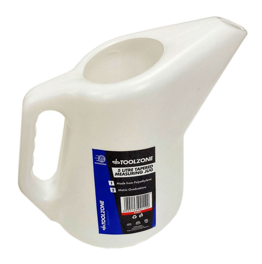 MEASURING JUG 5 litre TAPERED POLYETHYLENE WITH METRIC GRADUATIONS - TOOLZONE KDPAU001