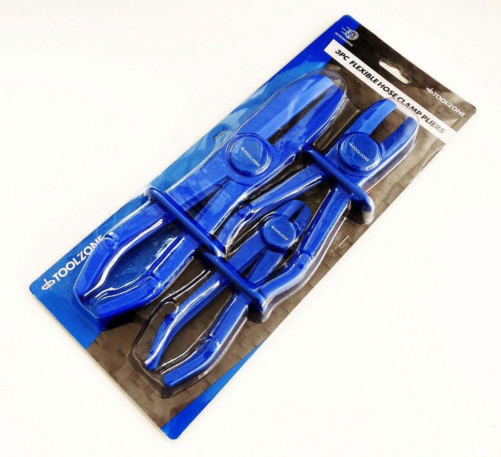 HOSE CLAMP PLIER SET 3pc FOR COOLANT FUEL AND VACUUM HOSES - TOOLZONE KDPAU004