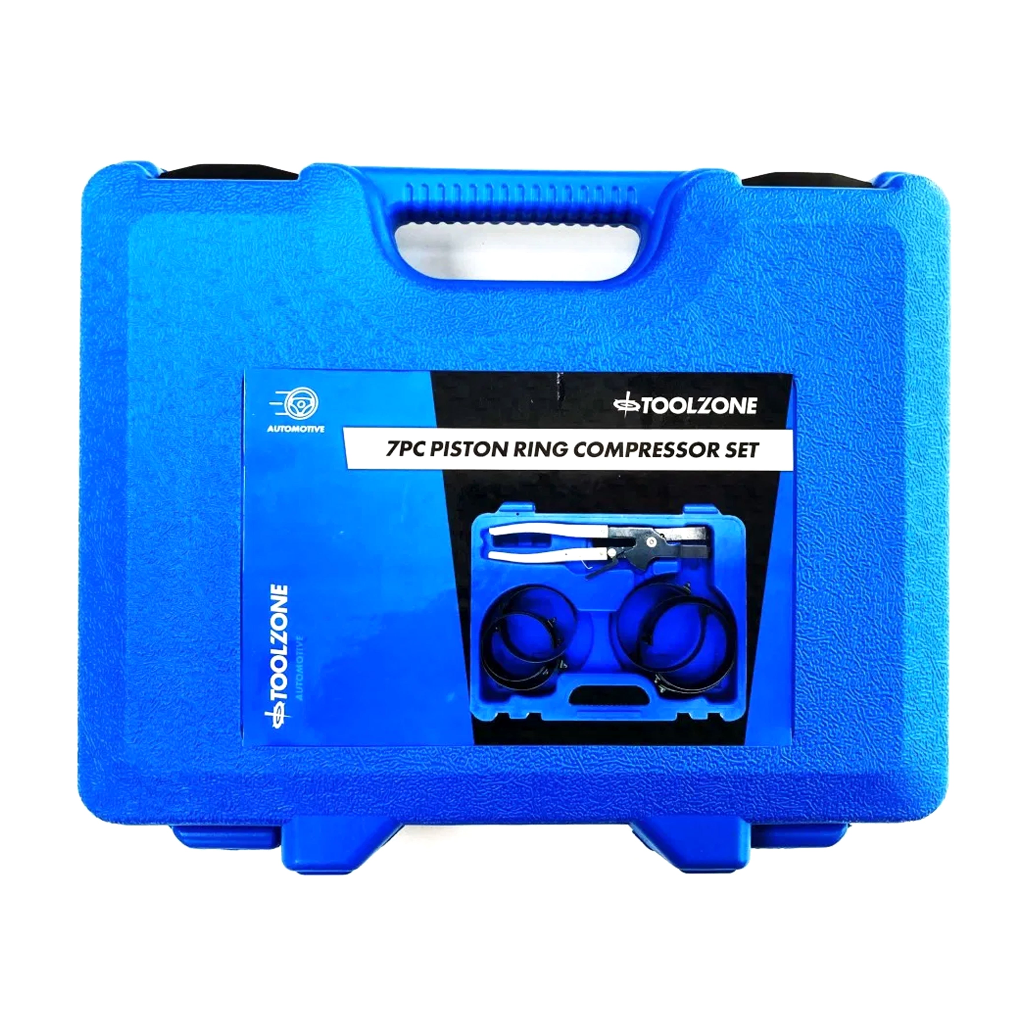 PISTON RING COMPRESSOR SET 7pc 73-111mm WITH PLIER - TOOLZONE KDPAU007