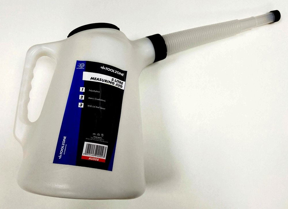 MEASURING JUG 5 litre WITH LID AND FLEXIBLE SPOUT POLYETHYLENE - TOOLZONE KDPAU008