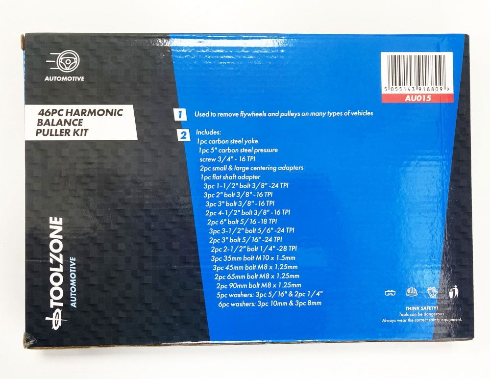 HARMONIC BALANCE PULLER SET 46pc FOR PULLEYS AND STEERING WHEELS - TOOLZONE KDPAU015