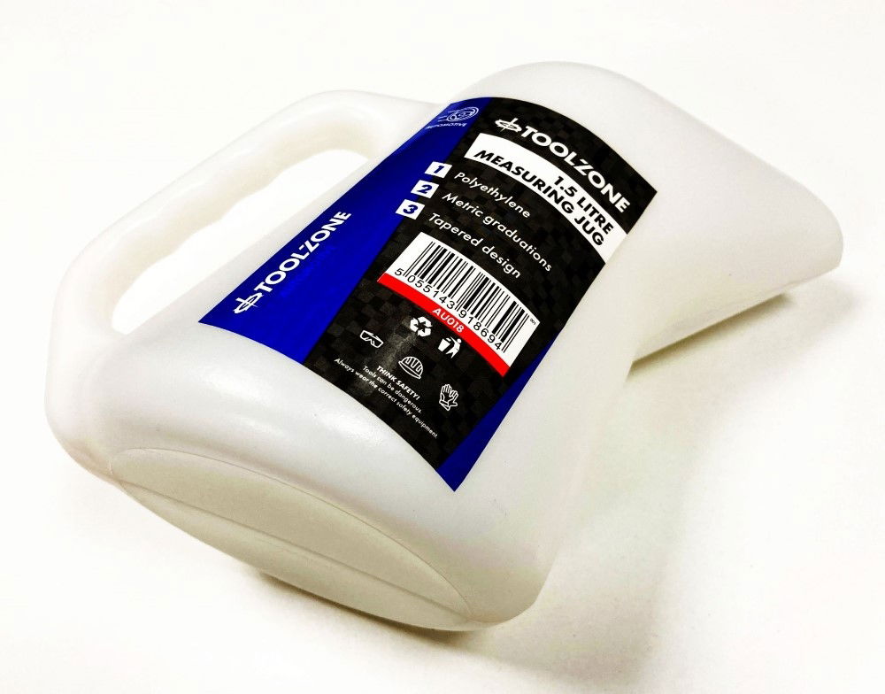 MEASURING JUG 1.5 litre TAPERED POLYETHYLENE WITH FIXED SPOUT - TOOLZONE KDPAU018