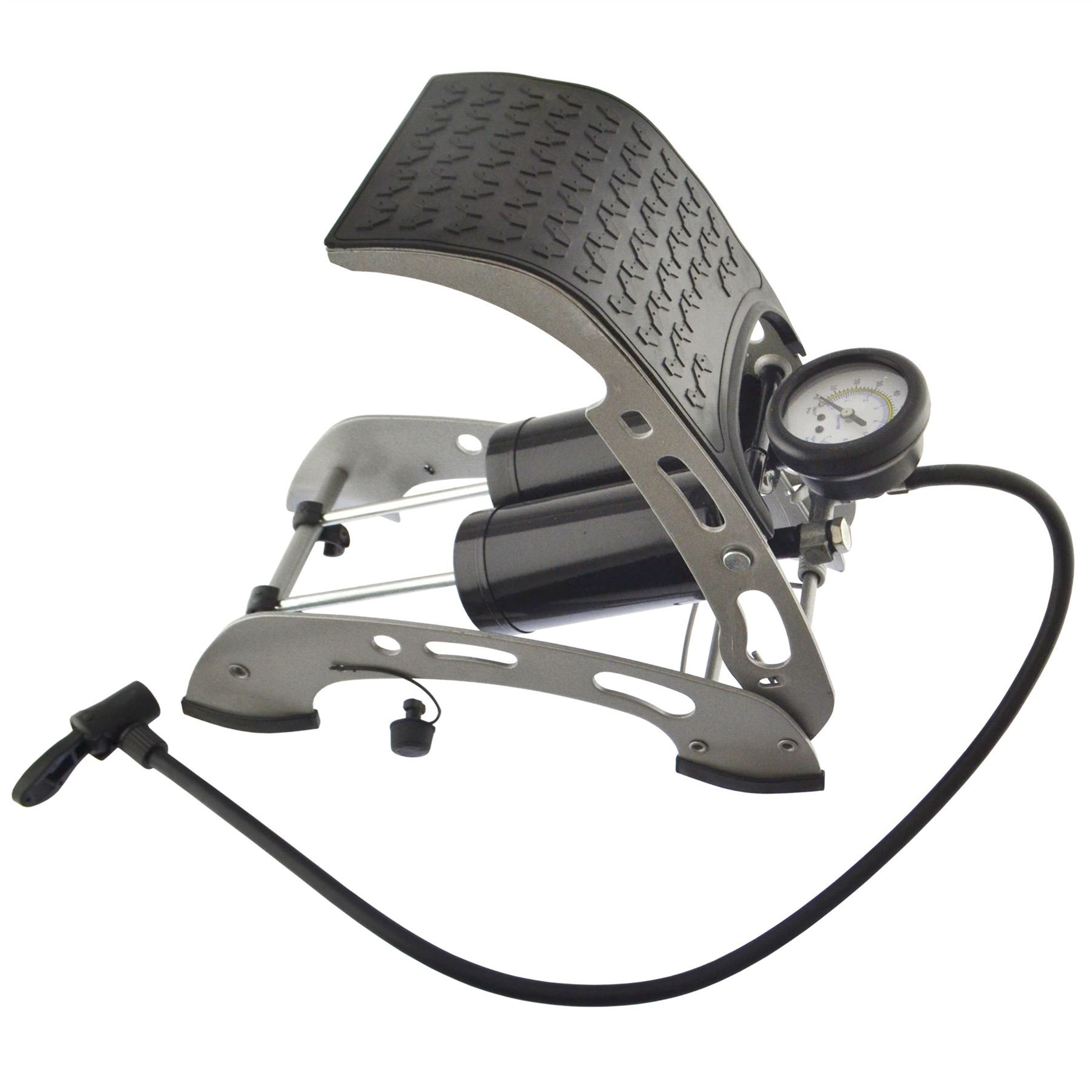 DOUBLE FOOT PUMP HEAVY DUTY WITH GAUGE AND 24 HOSE - TOOLZONE KDPAU029