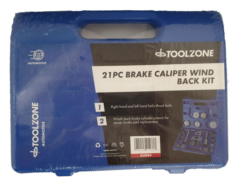 BRAKE CALIPER WIND BACK KIT 21pc WITH CASE - TOOLZONE KDPAU064