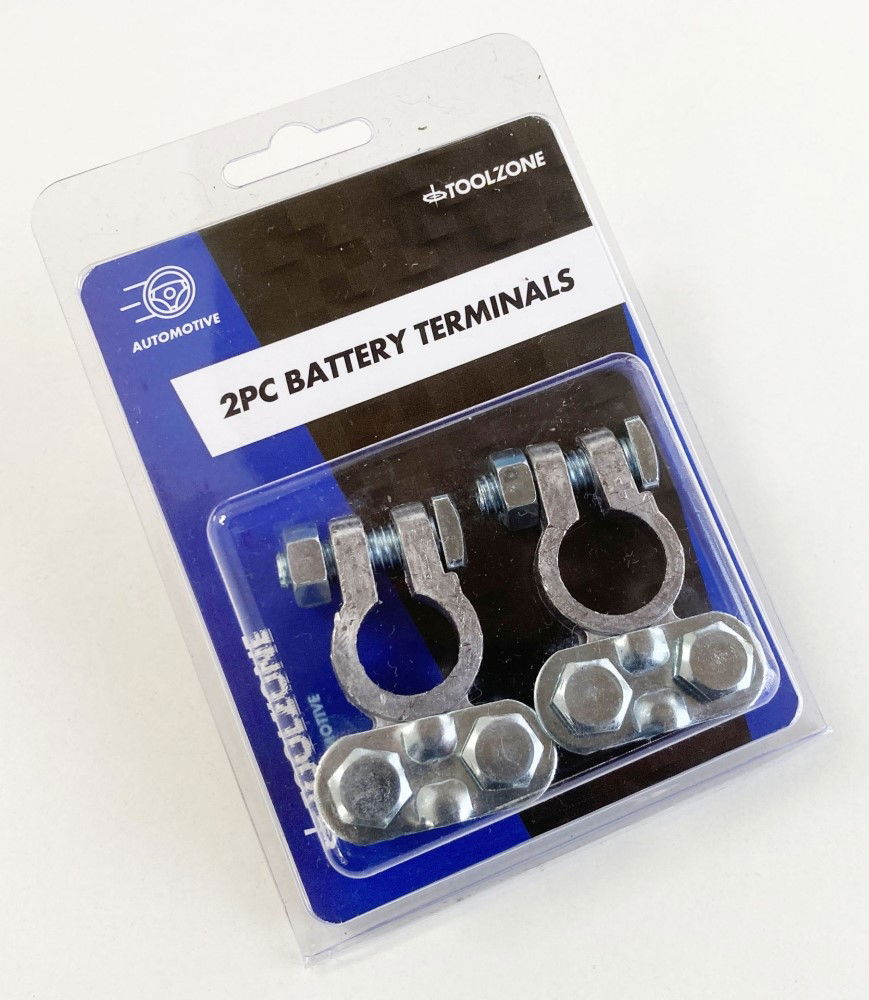 BATTERY TERMINAL CLAMPS 2pc WITH NUTS AND BOLTS - TOOLZONE KDPAU069