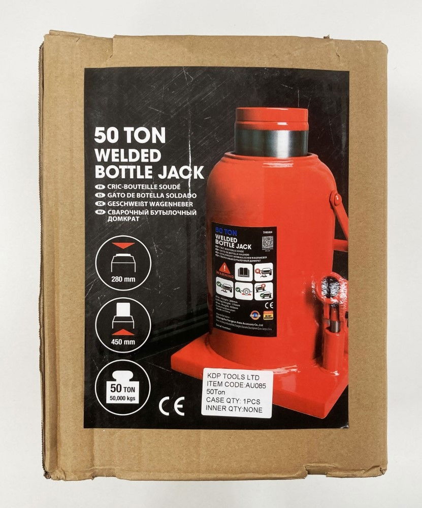 HYDRAULIC BOTTLE JACK 50 TON MIN HEIGHT 300mm LIFT 180mm - TOOLZONE KDPAU085