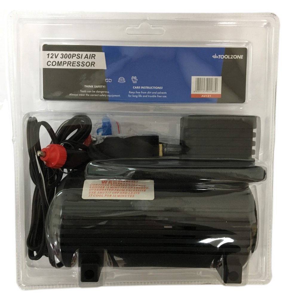 AIR COMPRESSOR 12v 300psi METAL GAUGE - TOOLZONE KDPAU121
