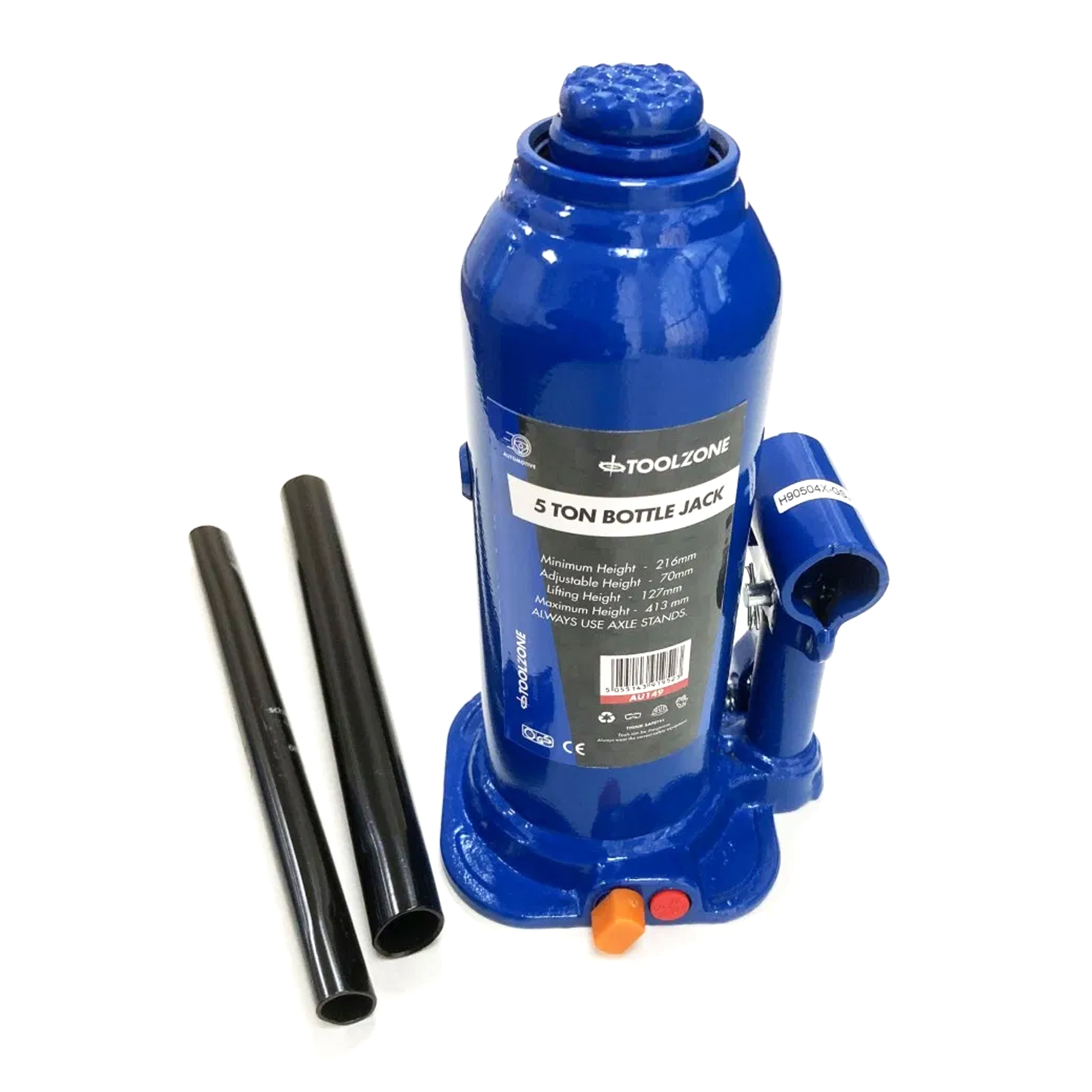 BOTTLE JACK 5 TON min height 216mm max height 413mm - TOOLZONE KDPAU149