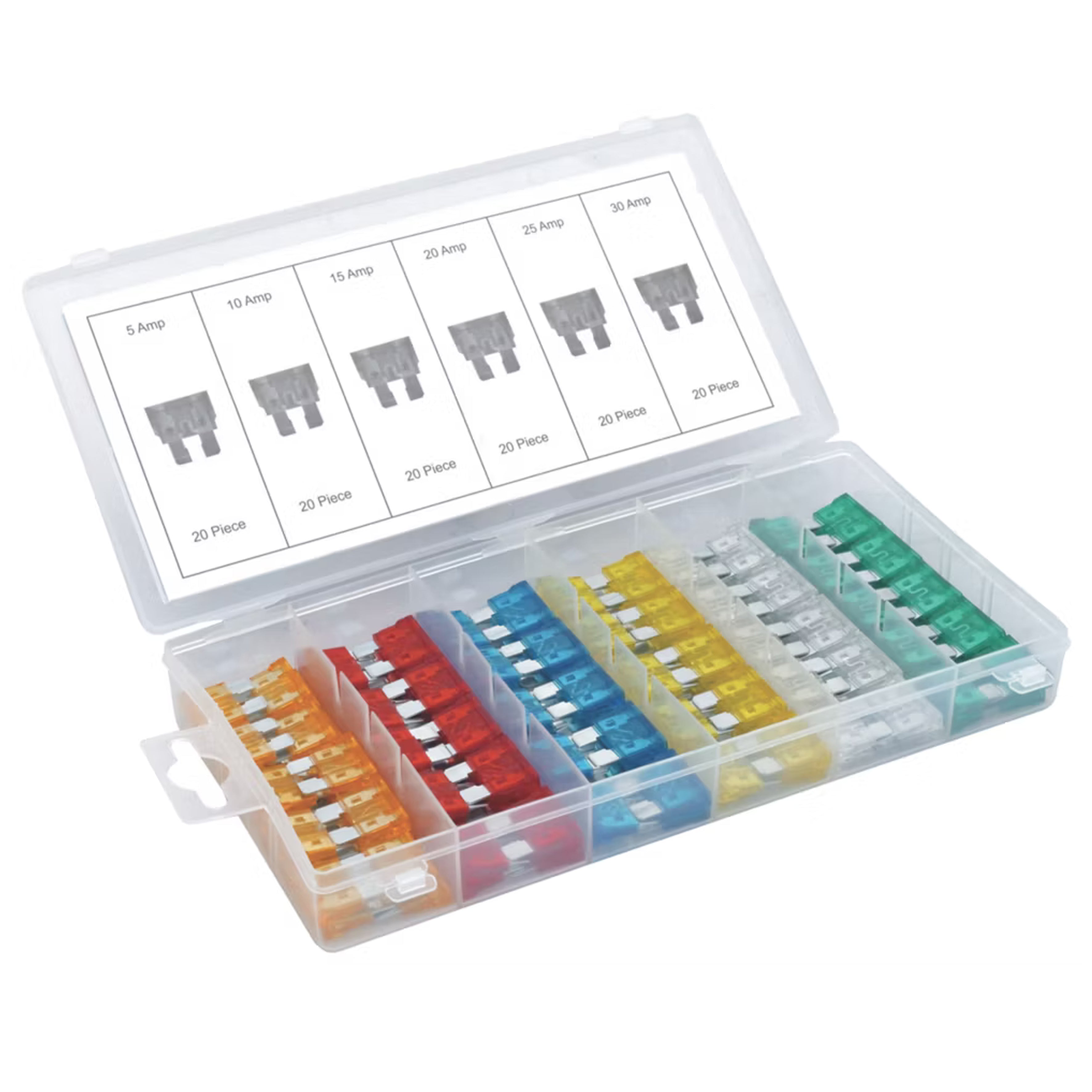 CAR FUSES STANDARD BLADE 120pc ASSORTED 5a-30a - TOOLZONE KDPAU296