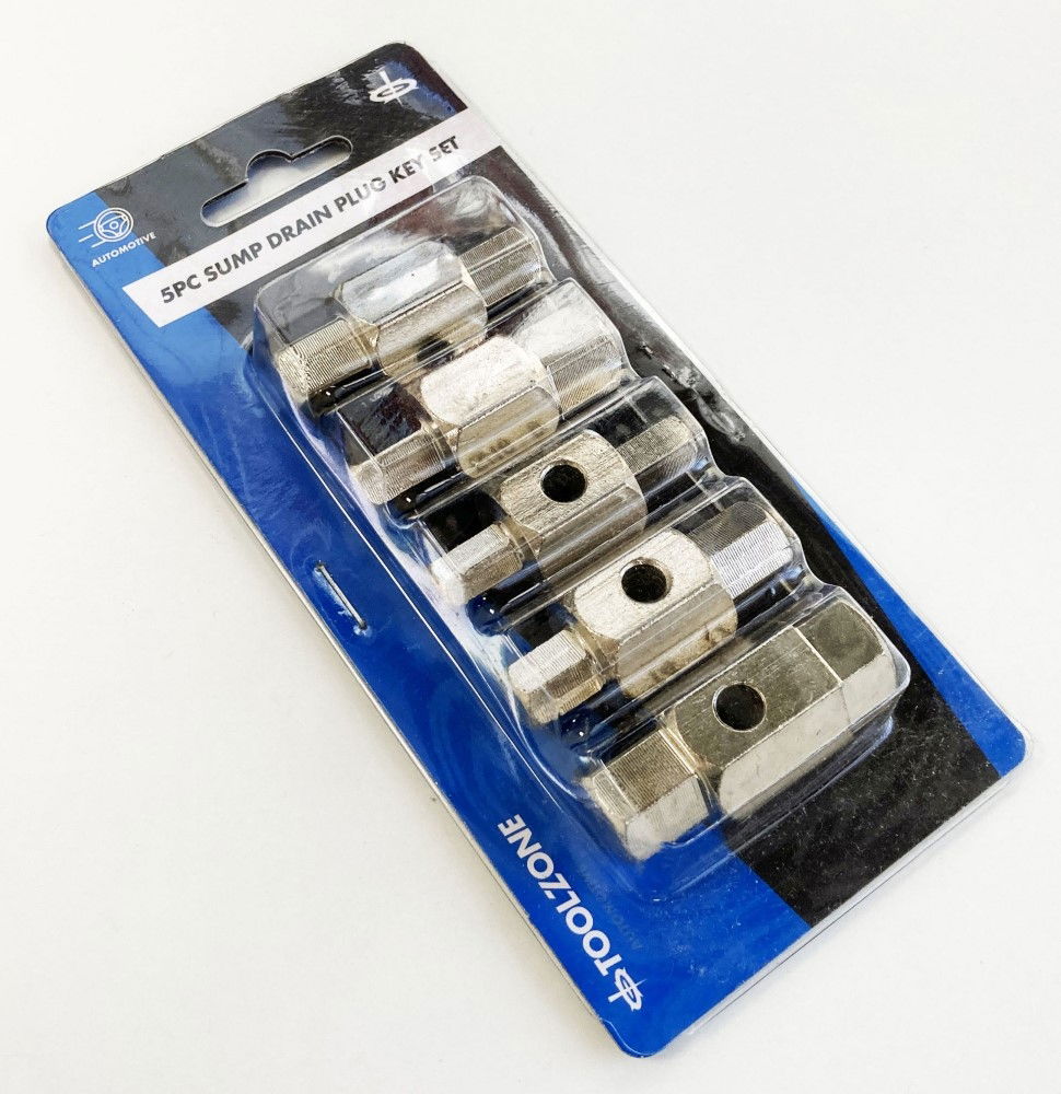 DRAIN PLUG KEYS 5pc DOUBLE ENDED 10 SIZES - TOOLZONE KDPAU333
