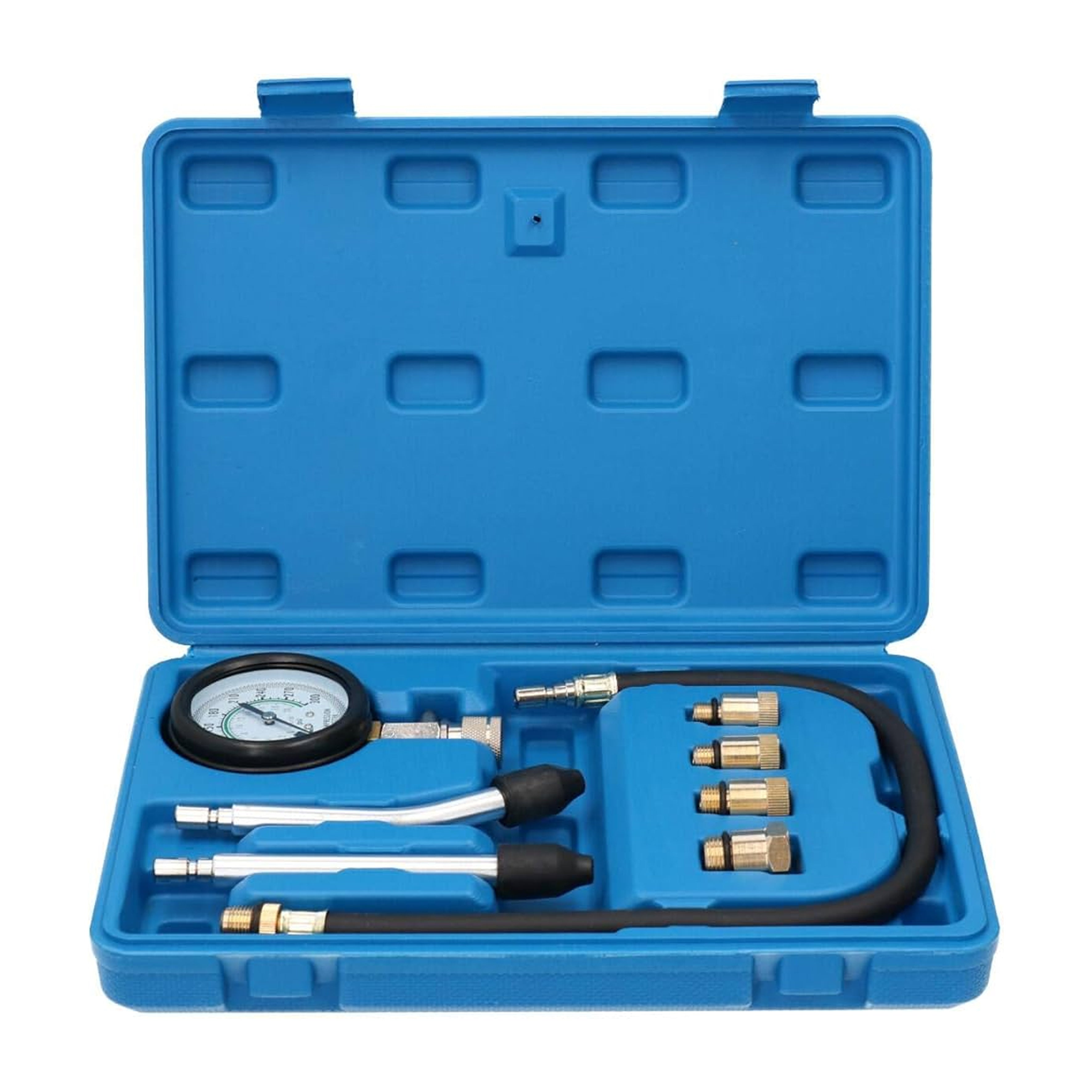 PETROL COMPRESSION TEST KIT 8pc 63mm GAUGE UP TO 300 psi - TOOLZONE KDPAU343
