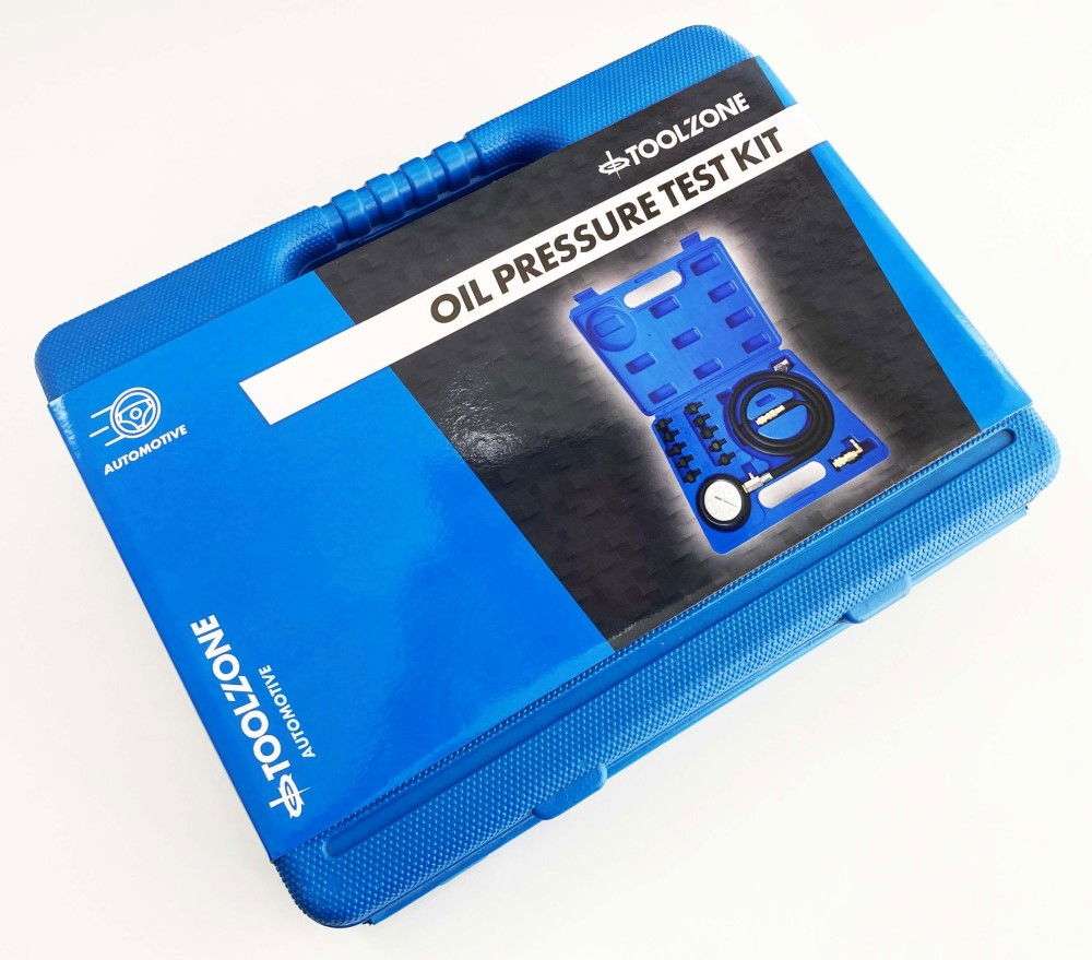 OIL PRESSURE TEST KIT 0-10 bar 1-140 psi 10 ADAPTORS 1.2m HOSE - TOOLZONE KDPAU376