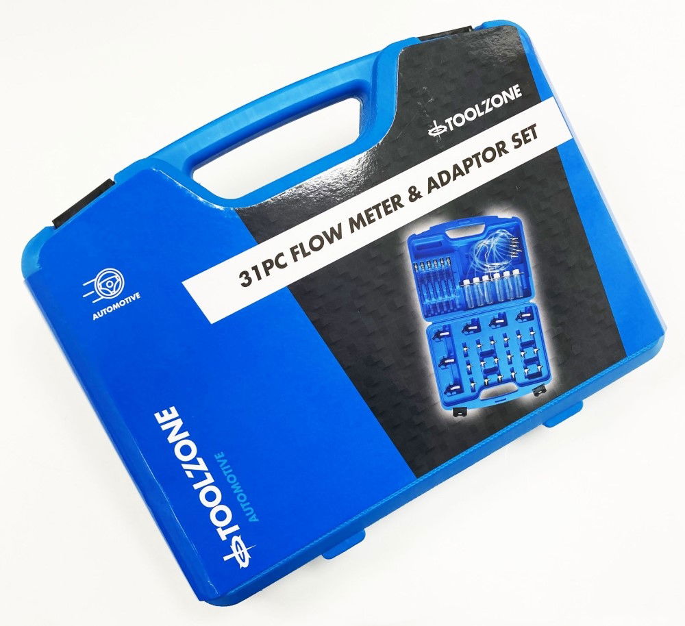 FLOW METER AND ADAPTOR SET 31pc FOR COMMON RAIL DIESEL ENGINES - TOOLZONE KDPAU379