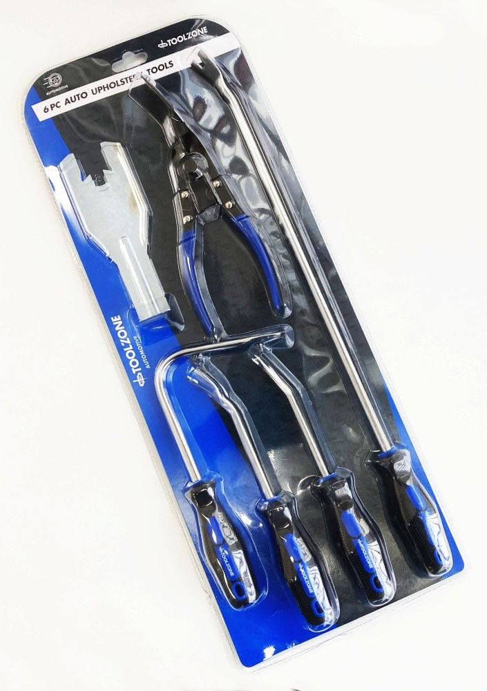 AUTO UPHOLSTERY TOOL SET 6pc WITH REMOVERS AND TRIM CLIP PLIER - TOOLZONE KDPAU380