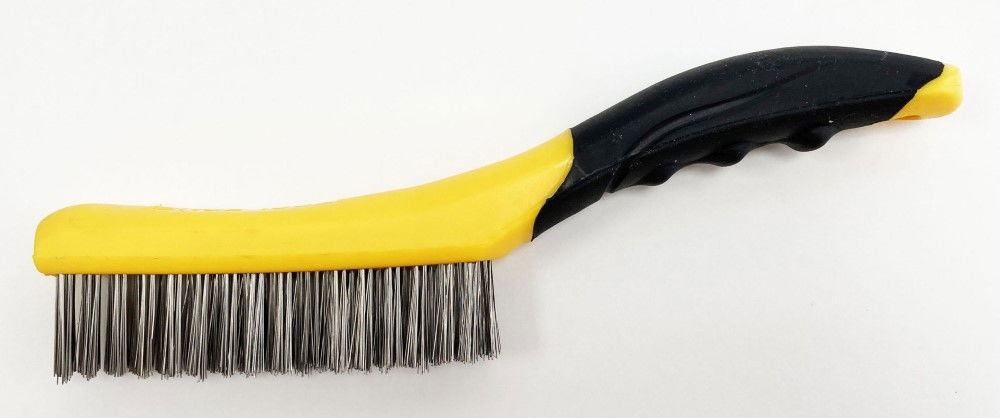 WIRE BRUSH 4 ROW STAINLESS STEEL PLASTIC HANDLE - TOOLZONE KDPBR052