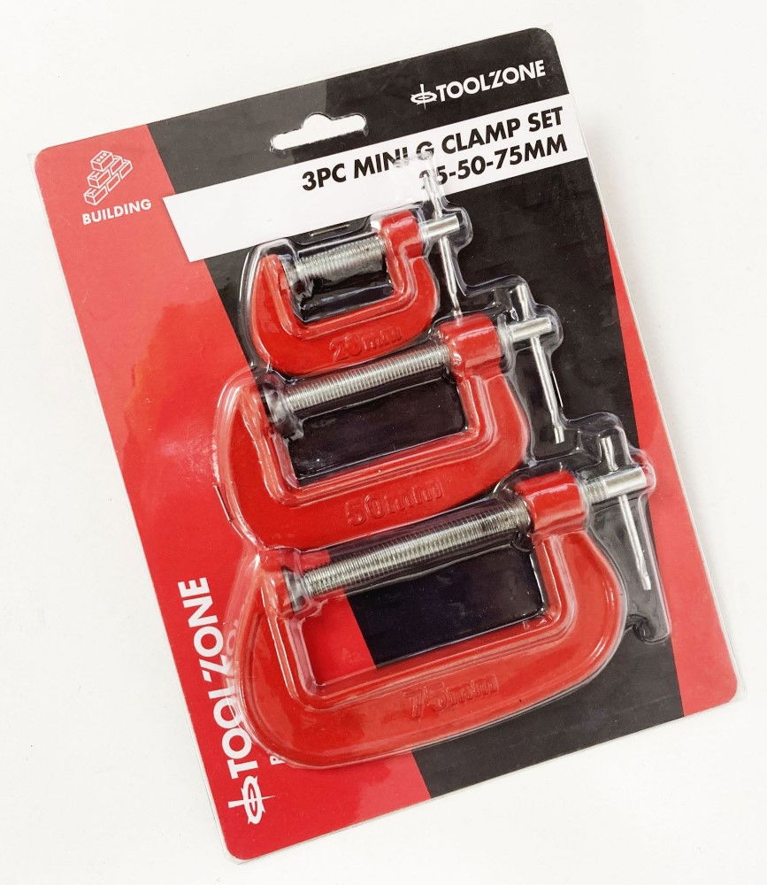 G CLAMP SET 3PC MINI 25mm 50mm 75mm - TOOLZONE KDPCL004