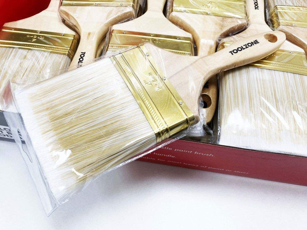 PAINT BRUSH 4 NYLON BRISTLE WOODEN HANDLE 24PC - TOOLZONE KDPDC149